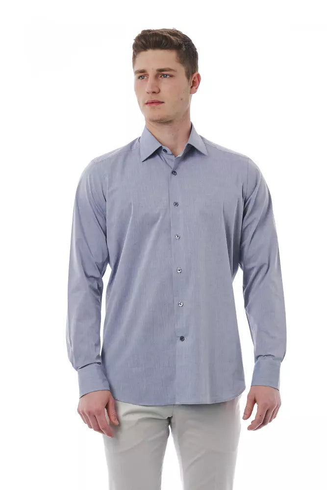  - Gray Cotton Men Shirt