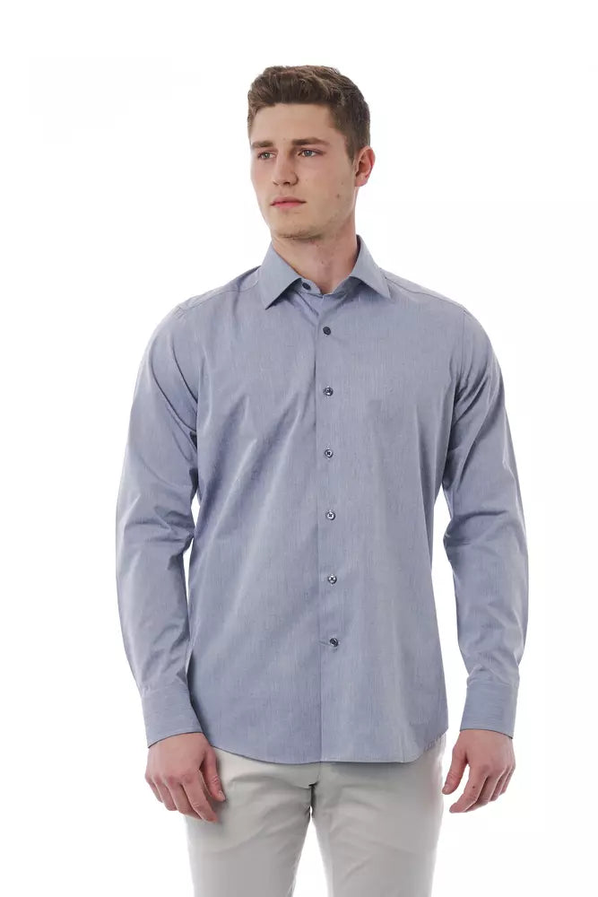  - Gray Cotton Men Shirt