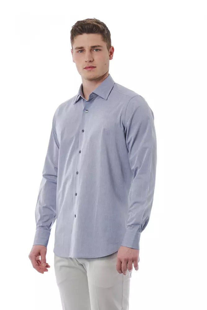  - Gray Cotton Men Shirt