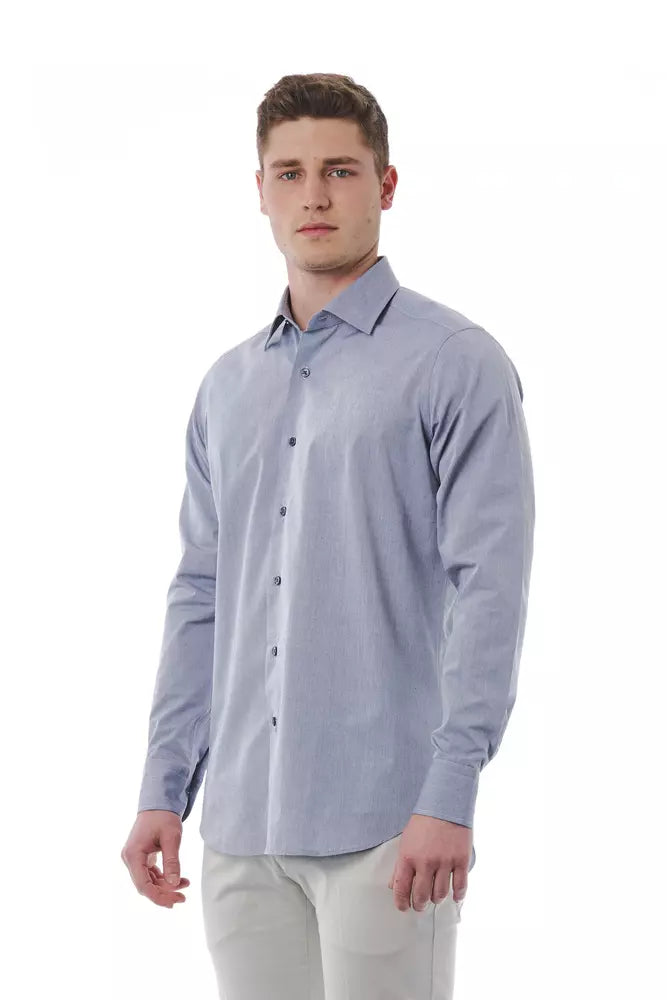  - Gray Cotton Men Shirt