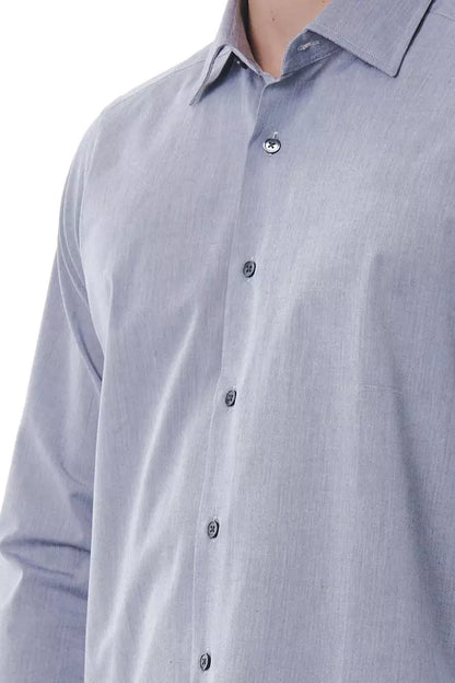  - Gray Cotton Men Shirt