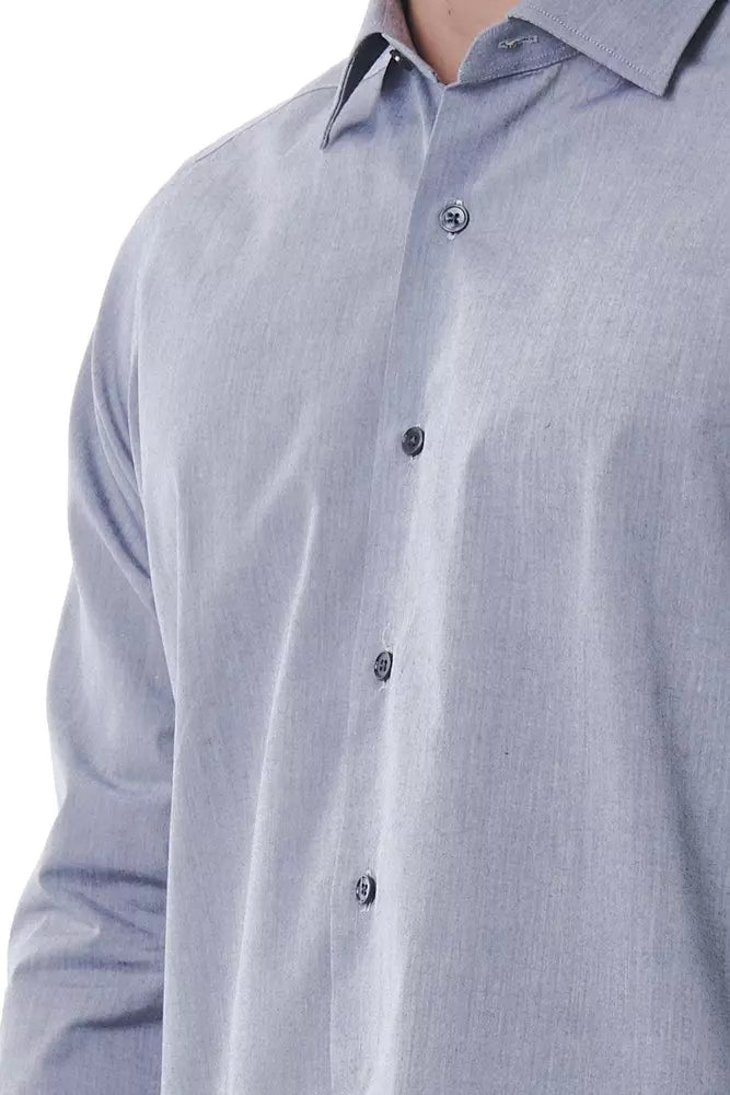  - Gray Cotton Men Shirt