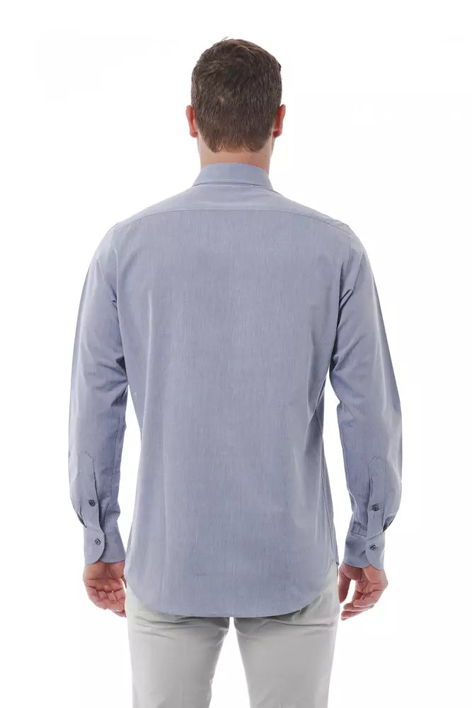  - Gray Cotton Men Shirt