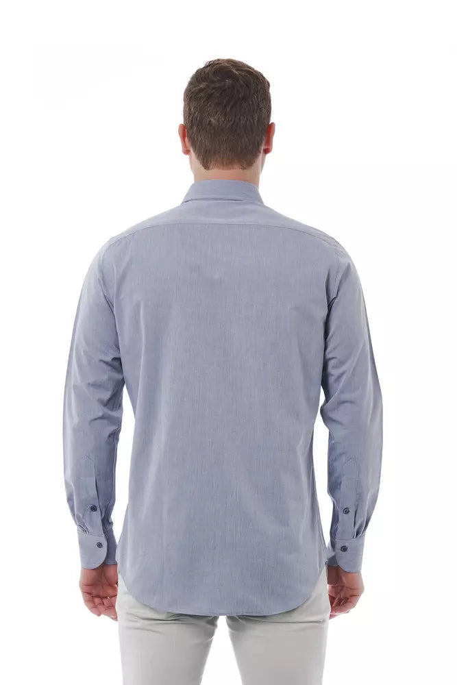  - Gray Cotton Men Shirt