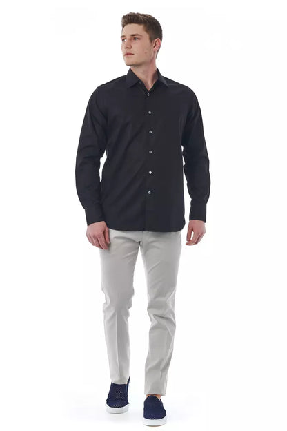  - Black Cotton Men Shirt