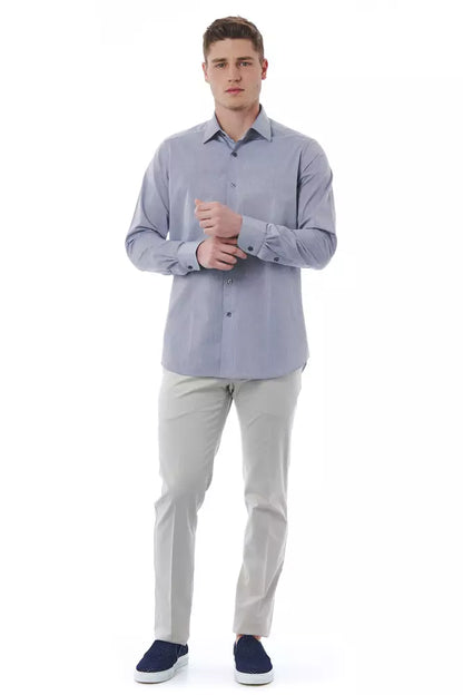  - Gray Cotton Men Shirt