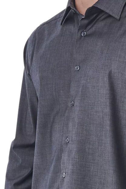  - Gray Cotton Men Shirt