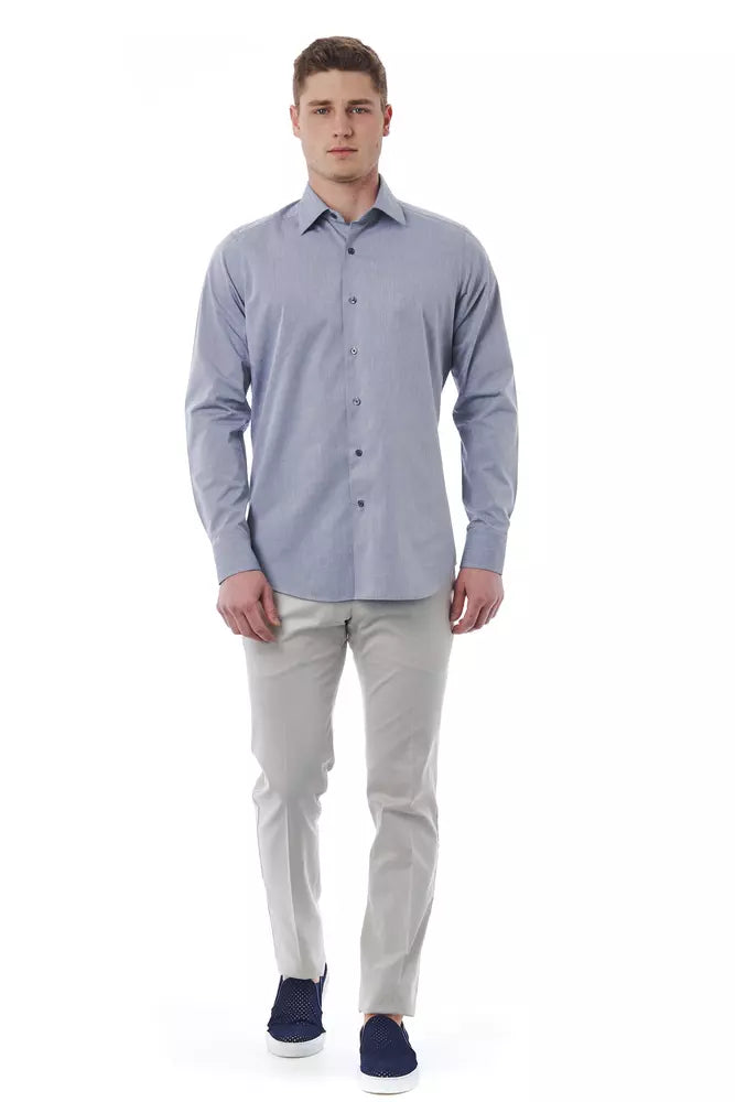  - Gray Cotton Men Shirt