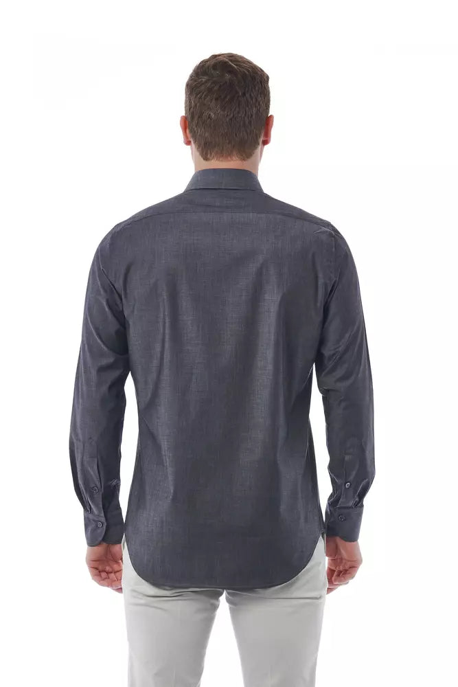 Gray Cotton Men Shirt