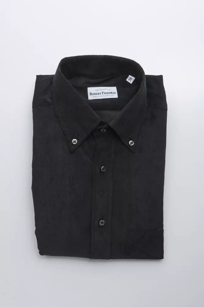  - Black Cotton Men Shirt