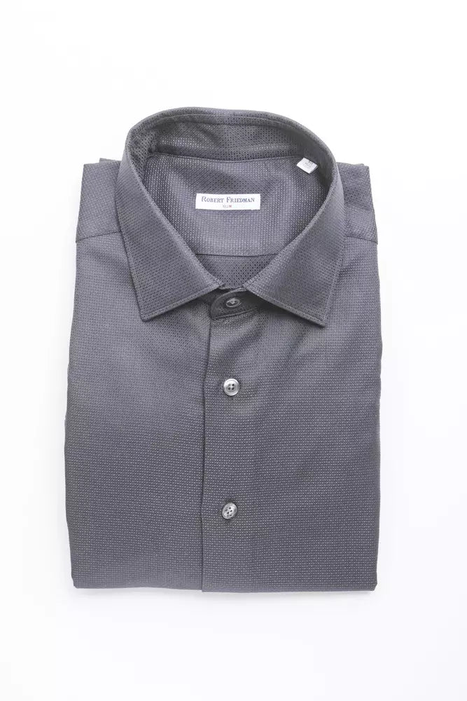  - Blue Cotton Men's Slim Shirt