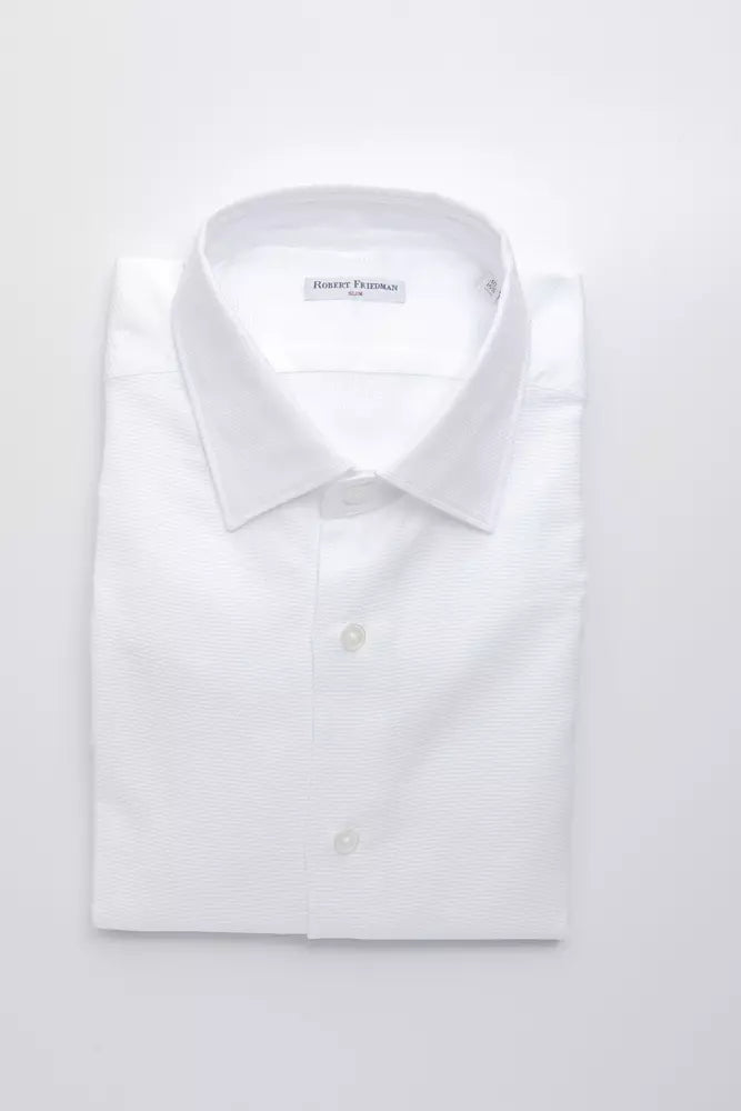  - White Cotton Men Shirt