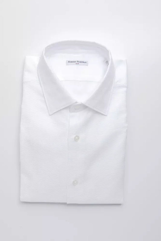  - White Cotton Men Shirt