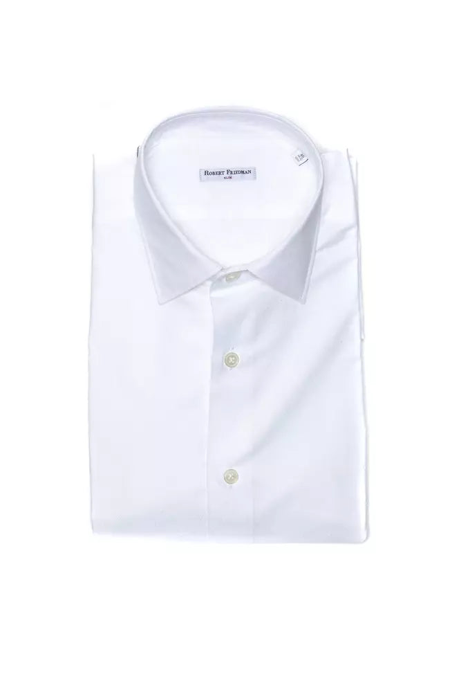  - White Cotton Men Shirt