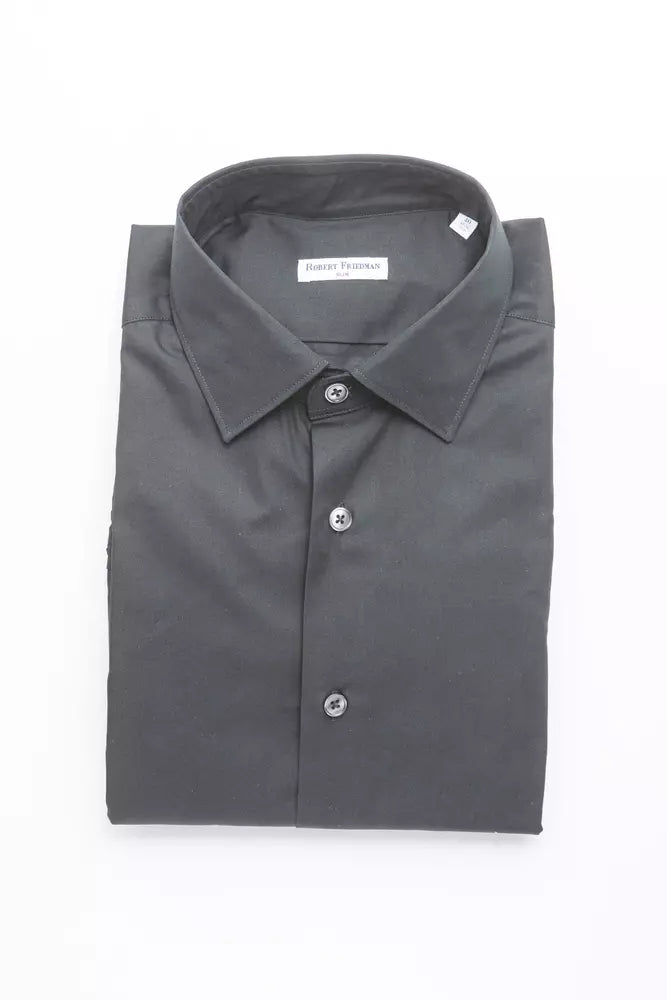  - Black Cotton Men Shirt