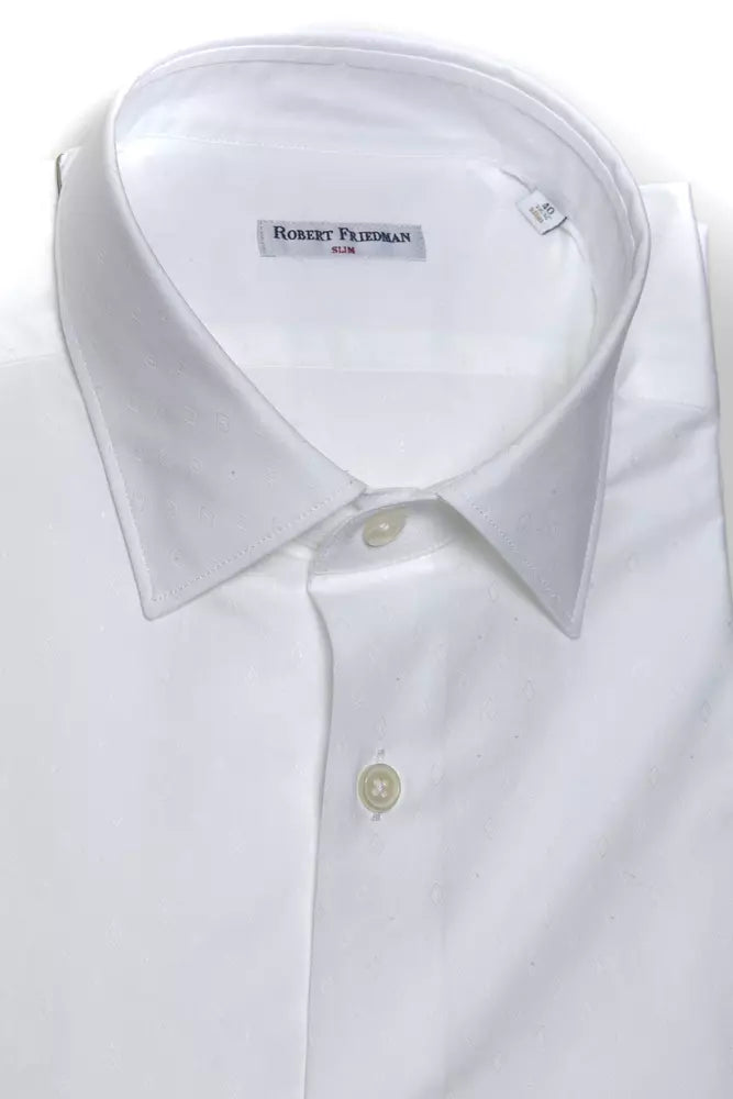  - White Cotton Men Shirt