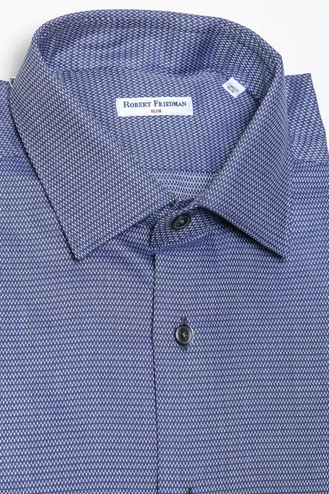  - Blue Cotton Men Shirt