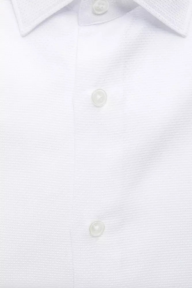  - White Cotton Men Shirt