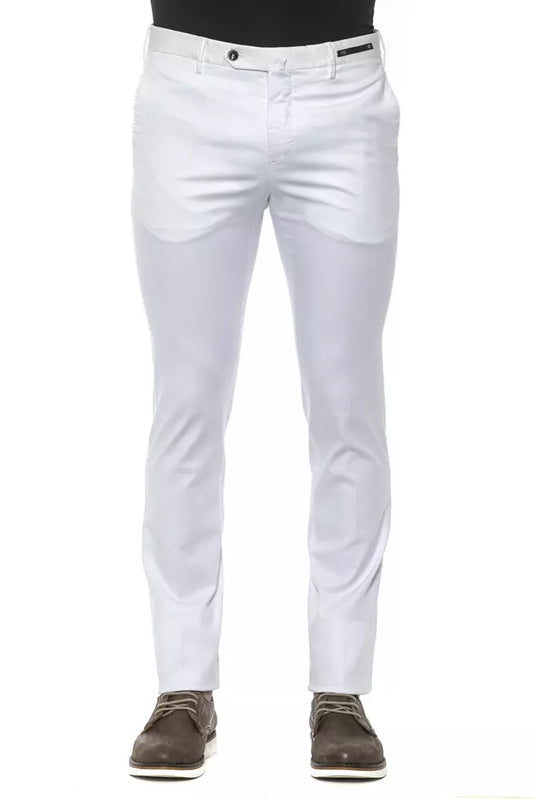  - White Cotton Men Trouser