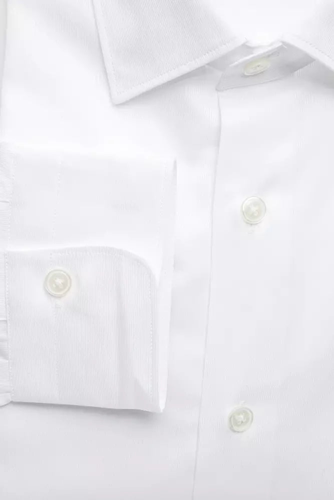  - White Cotton Men Shirt