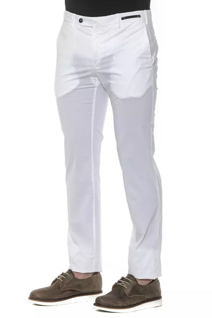  - White Cotton Men Trouser