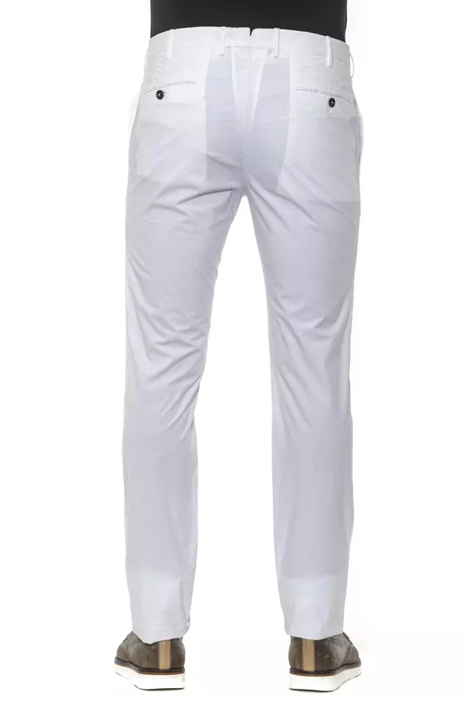  - White Cotton Men Trouser