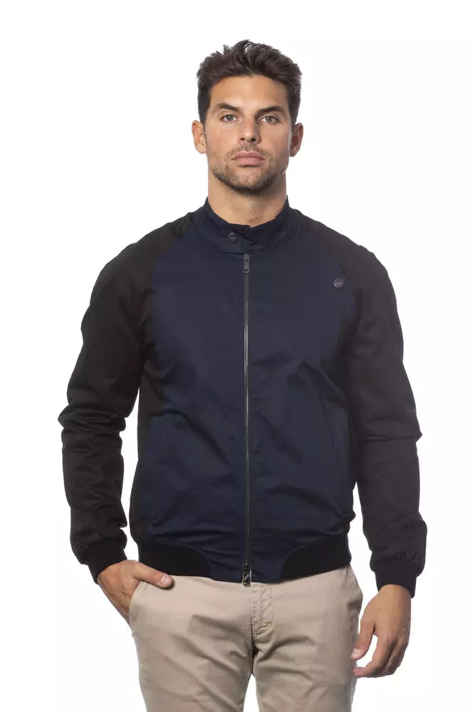  - Blue Cotton Men Bomber Jacket