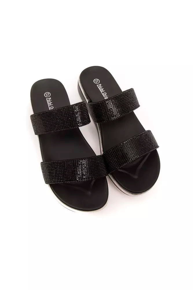 Black Textile Women Sandal