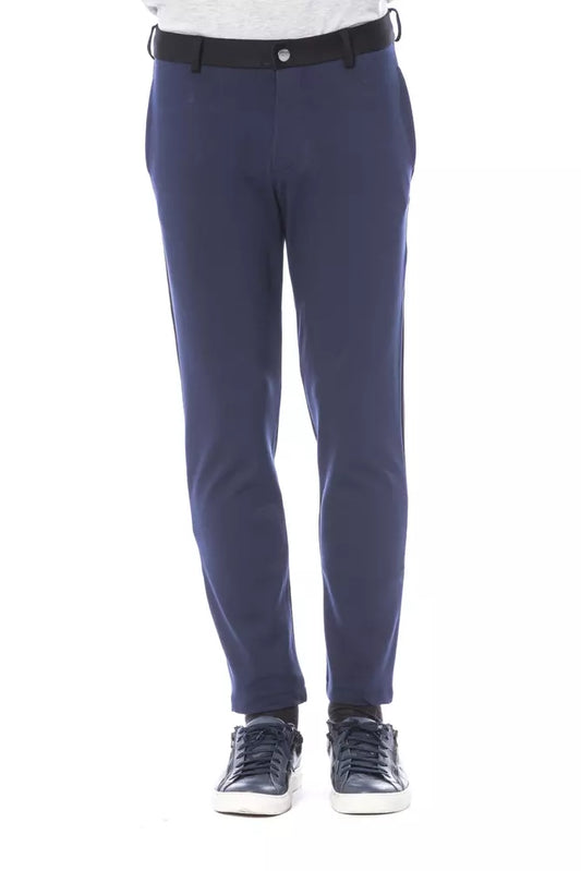 - Blue Viscose Men Pants