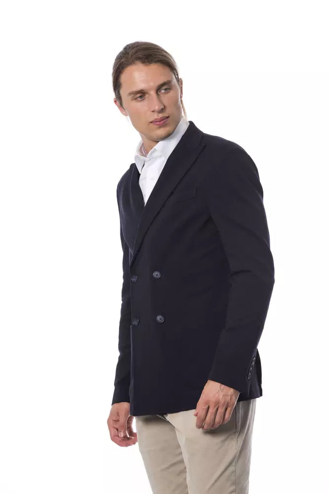  - Blue Viscose Men Blazer