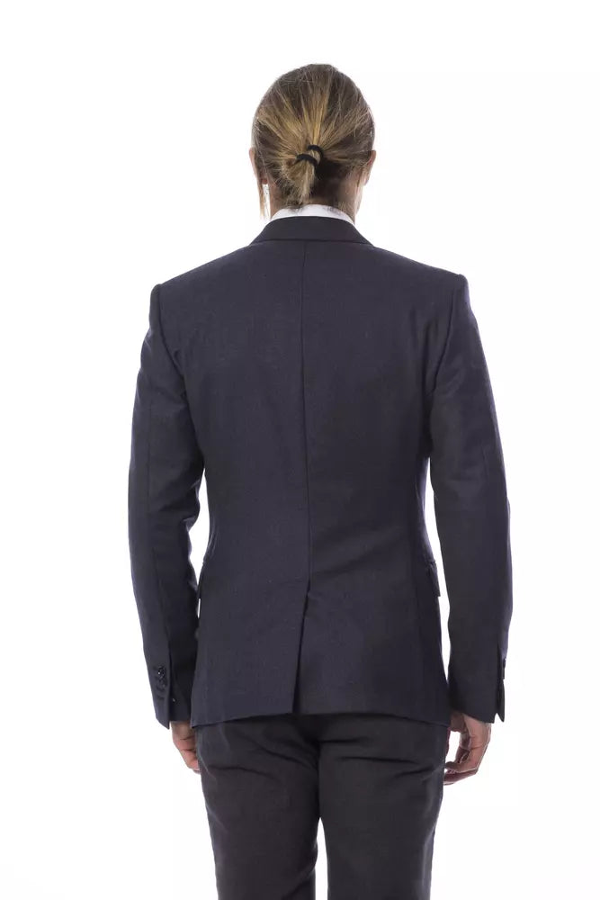  - Elegant Blue Wool Single-Breasted Blazer