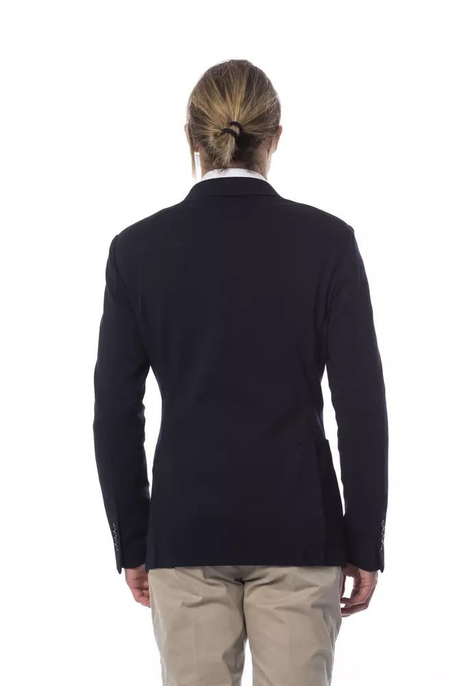  - Blue Viscose Men Blazer