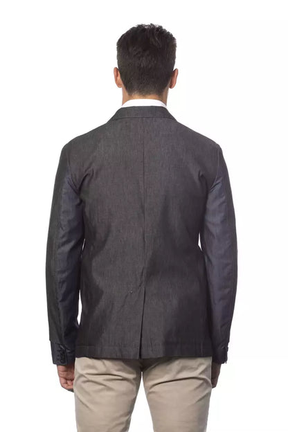  - Gray Cotton Men Blazer