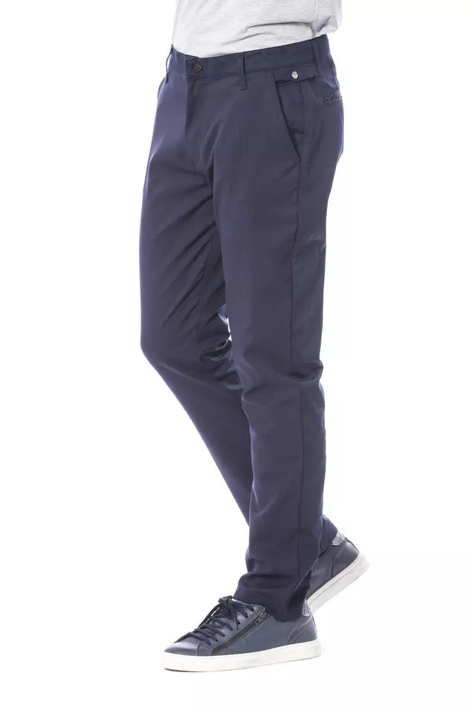  - Blue Polyester Men Pant