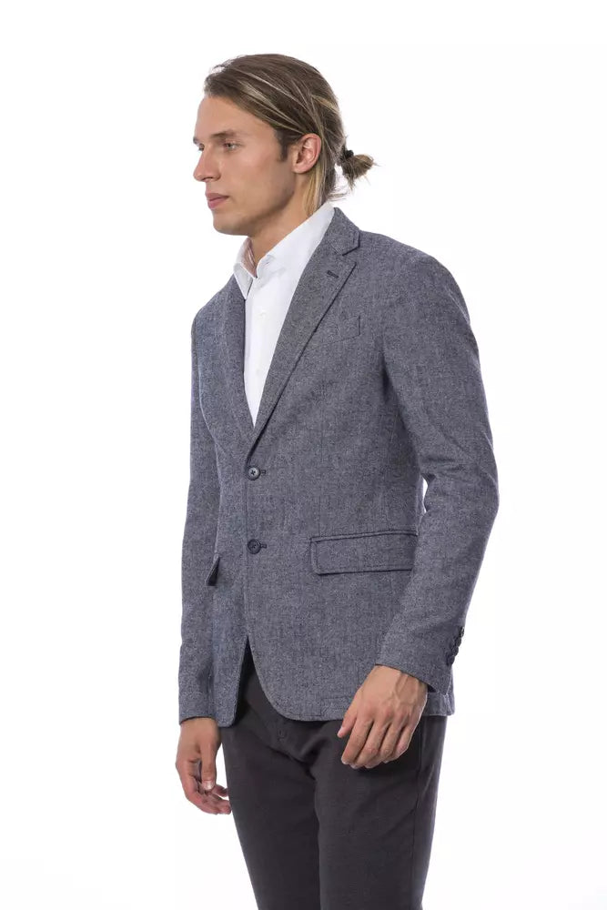  - Elegant Blue Single Breasted Blazer