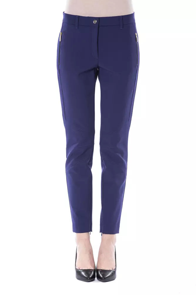  - Blue Polyester Women Pants