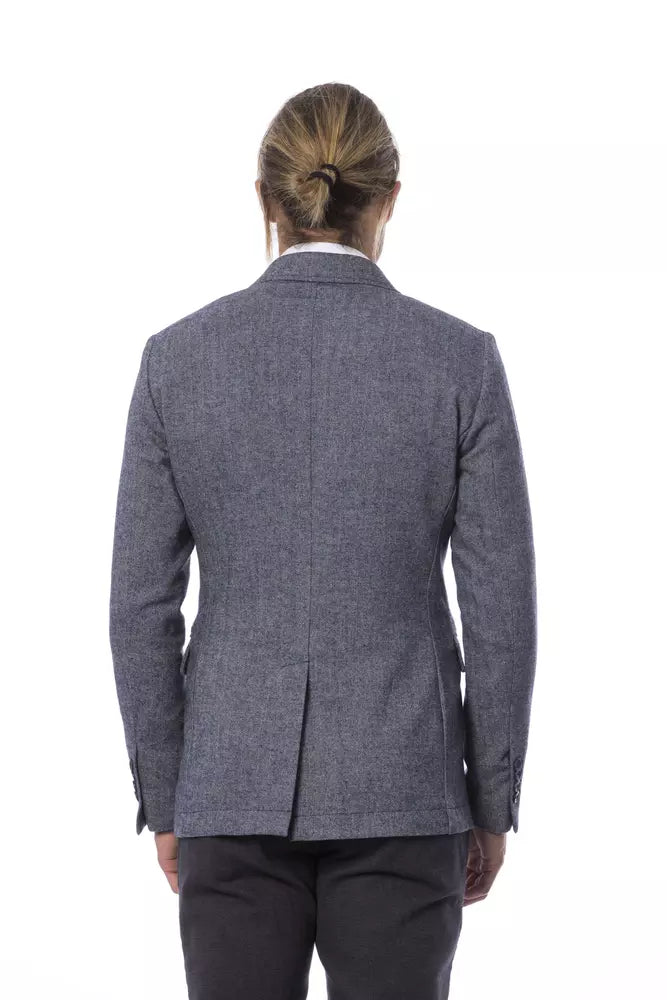  - Elegant Blue Single Breasted Blazer