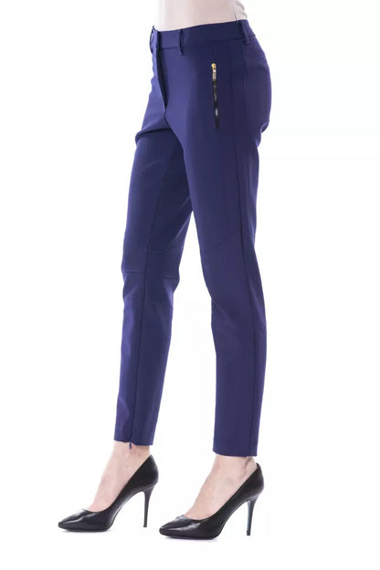  - Blue Polyester Women Pants