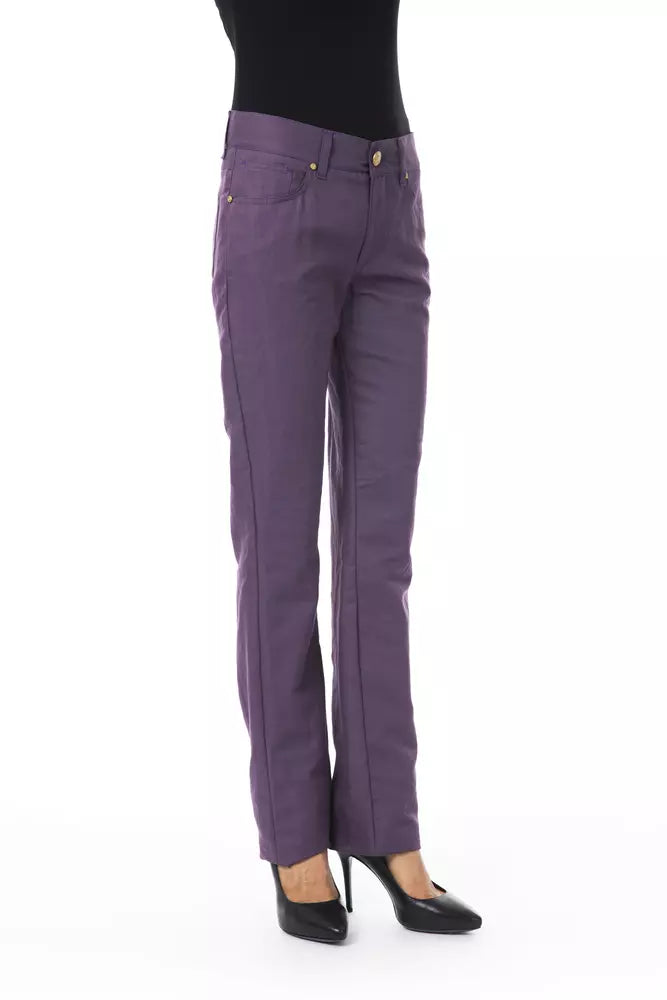  - Purple Cotton Women Pants