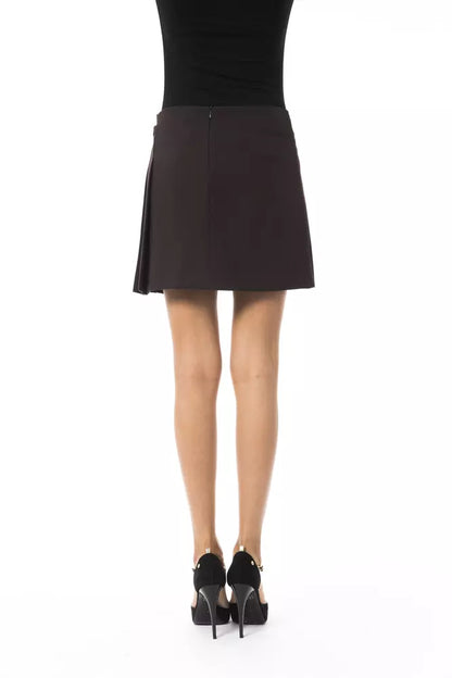  - Brown Polyester Women Skirt