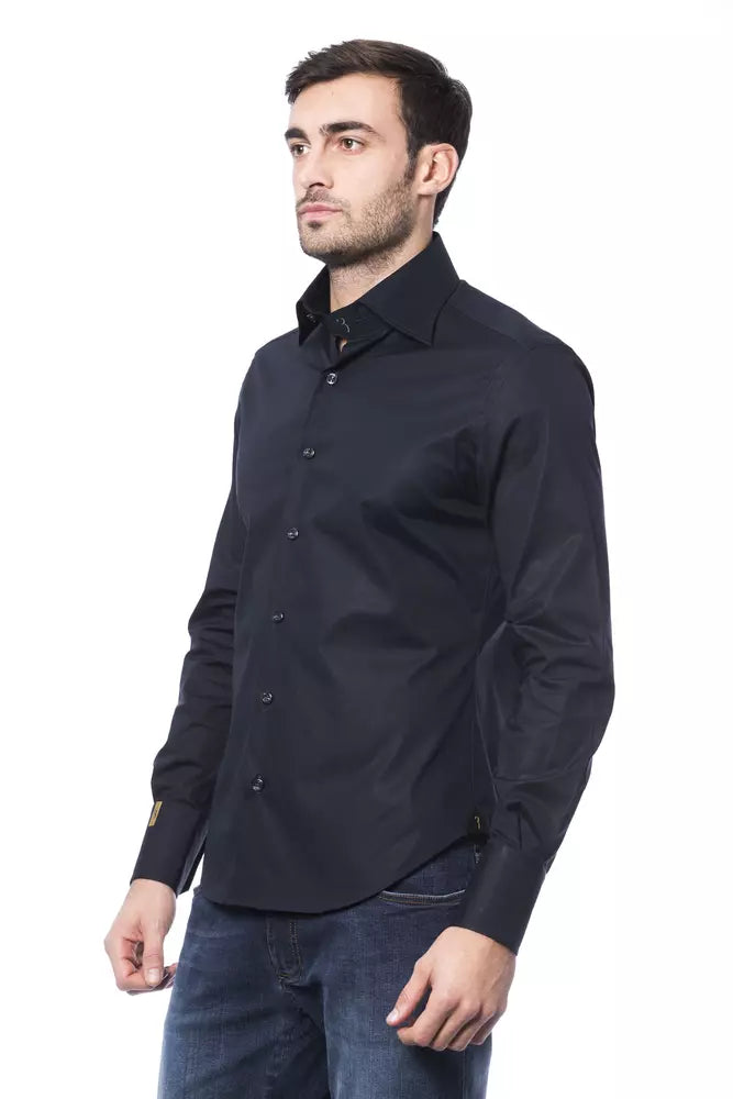  - Blue Cotton Men Shirt