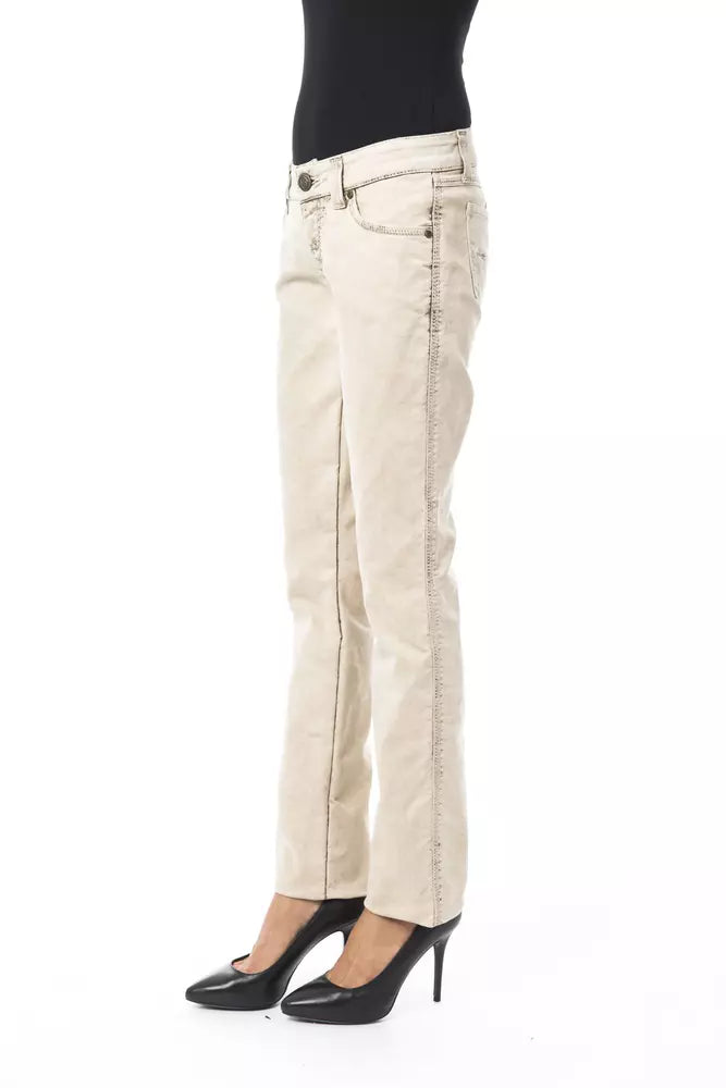  - Beige Cotton Women Jeans