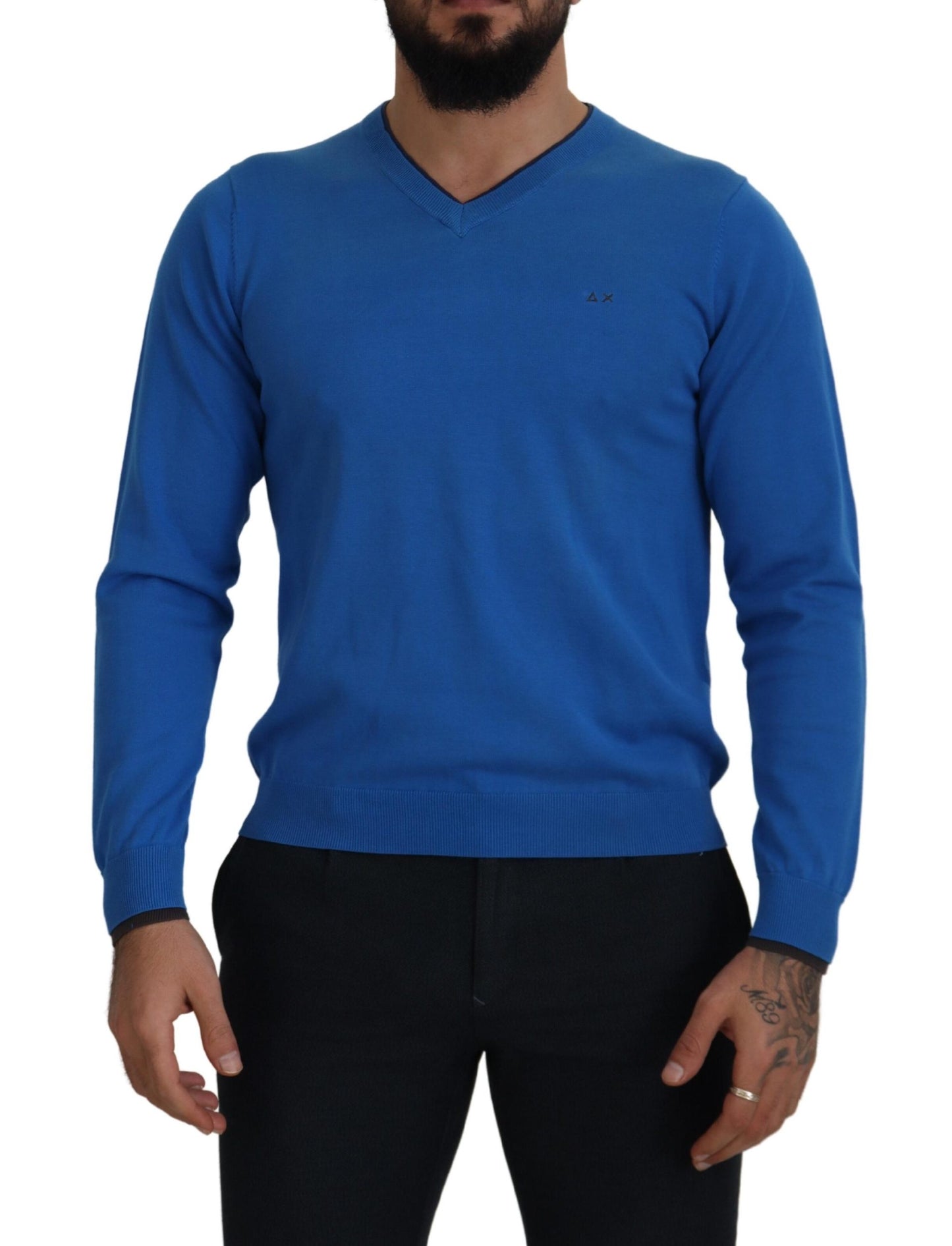  - Chic Blue Cotton Pullover Sweater