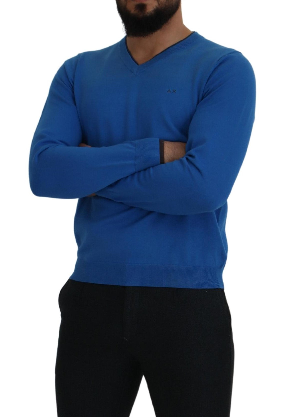  - Chic Blue Cotton Pullover Sweater