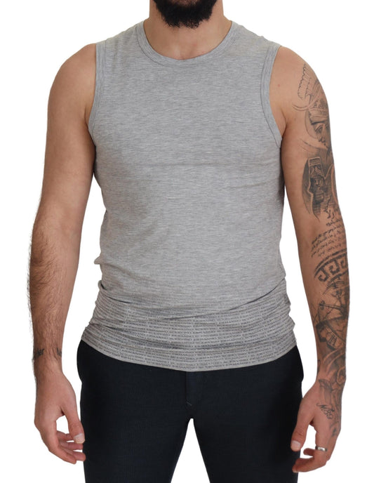  - Chic Gray Sleeveless Crewneck Tee