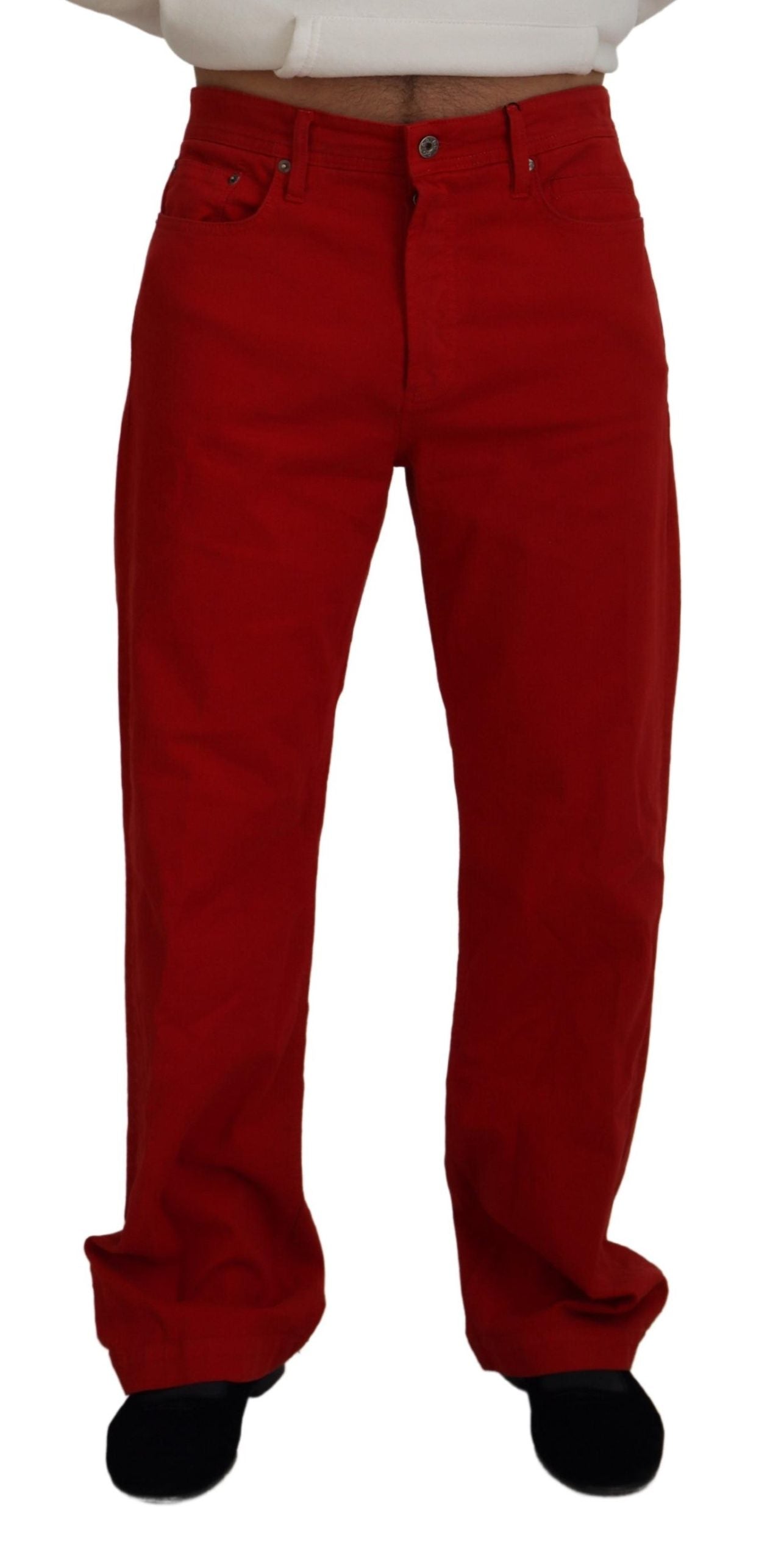  - Chic Red Cotton Denim Pants