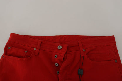  - Chic Red Cotton Denim Pants