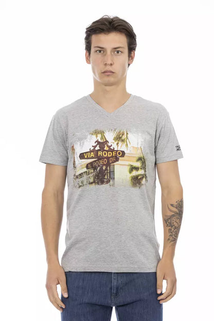  - Gray Cotton Men T-Shirt