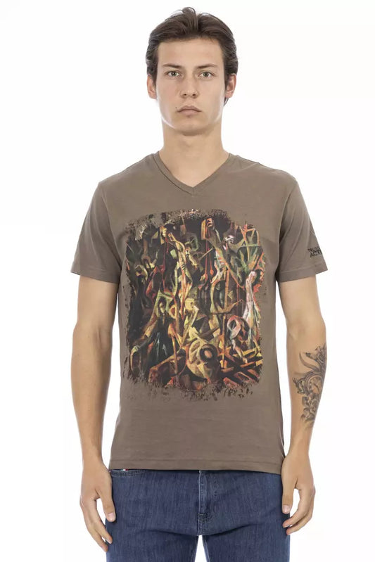  - Brown Cotton Men T-Shirt