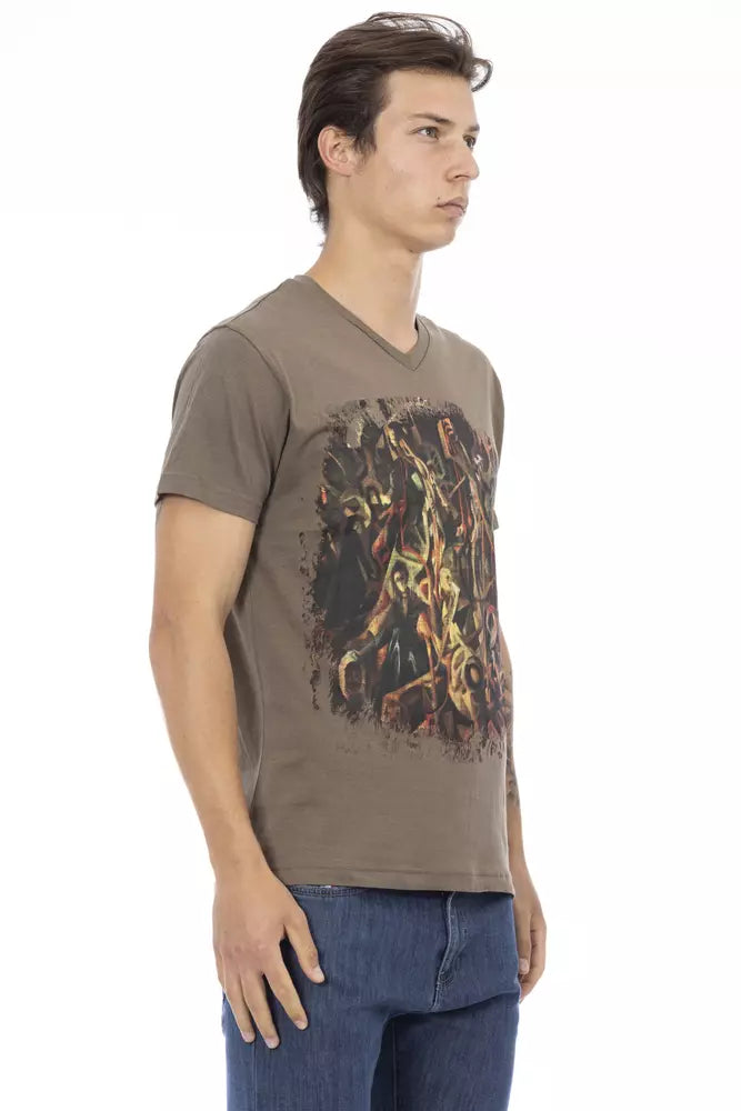  - Brown Cotton Men T-Shirt